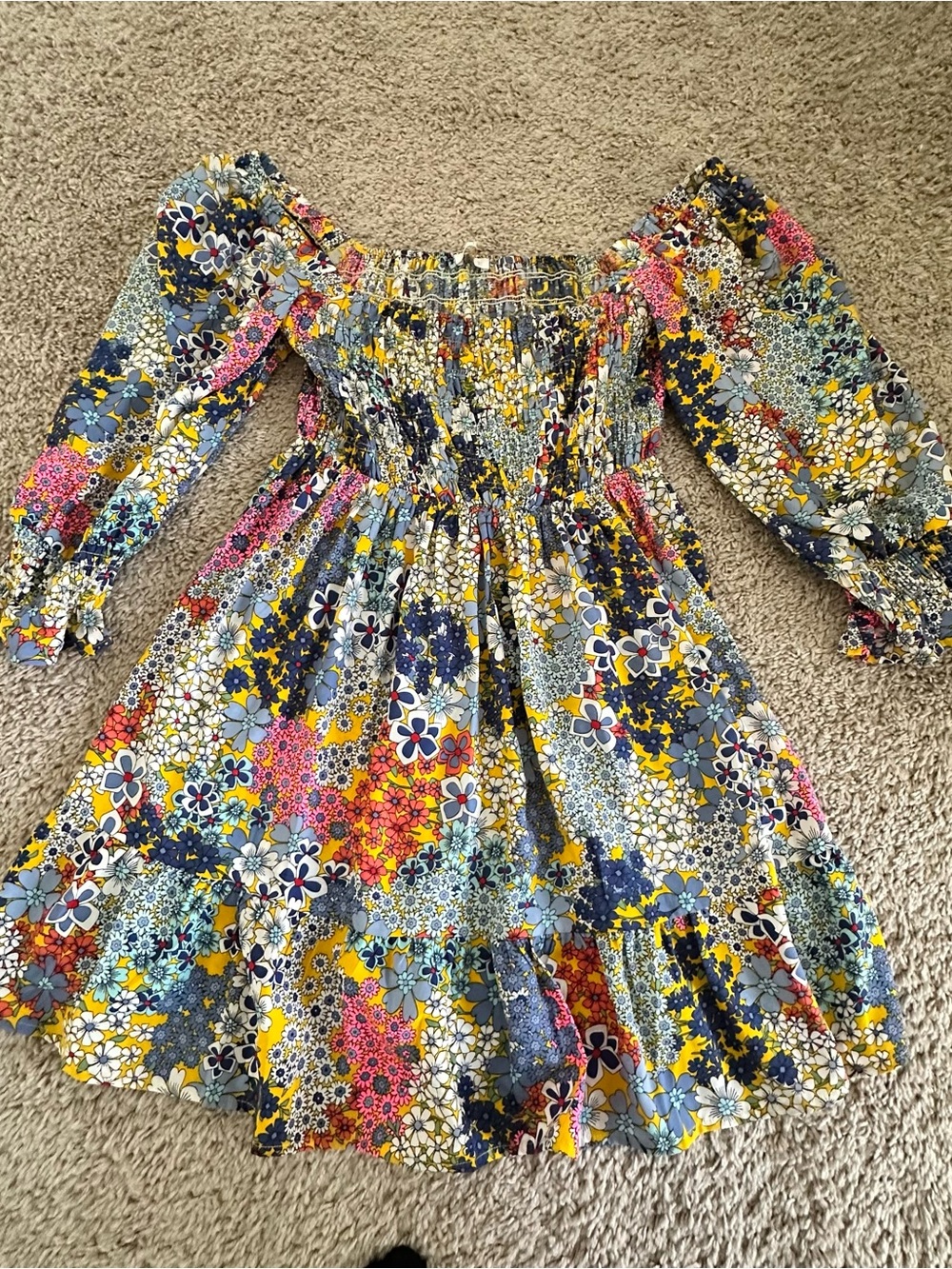 Women’s Floral Smocked Off-Shoulder Dress - size large
